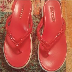 Prada Paten Leather Sandals Size 6M